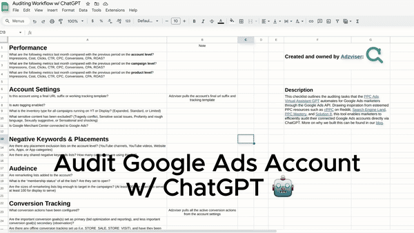 Audit Google Ads Account with ChatGPT Demo