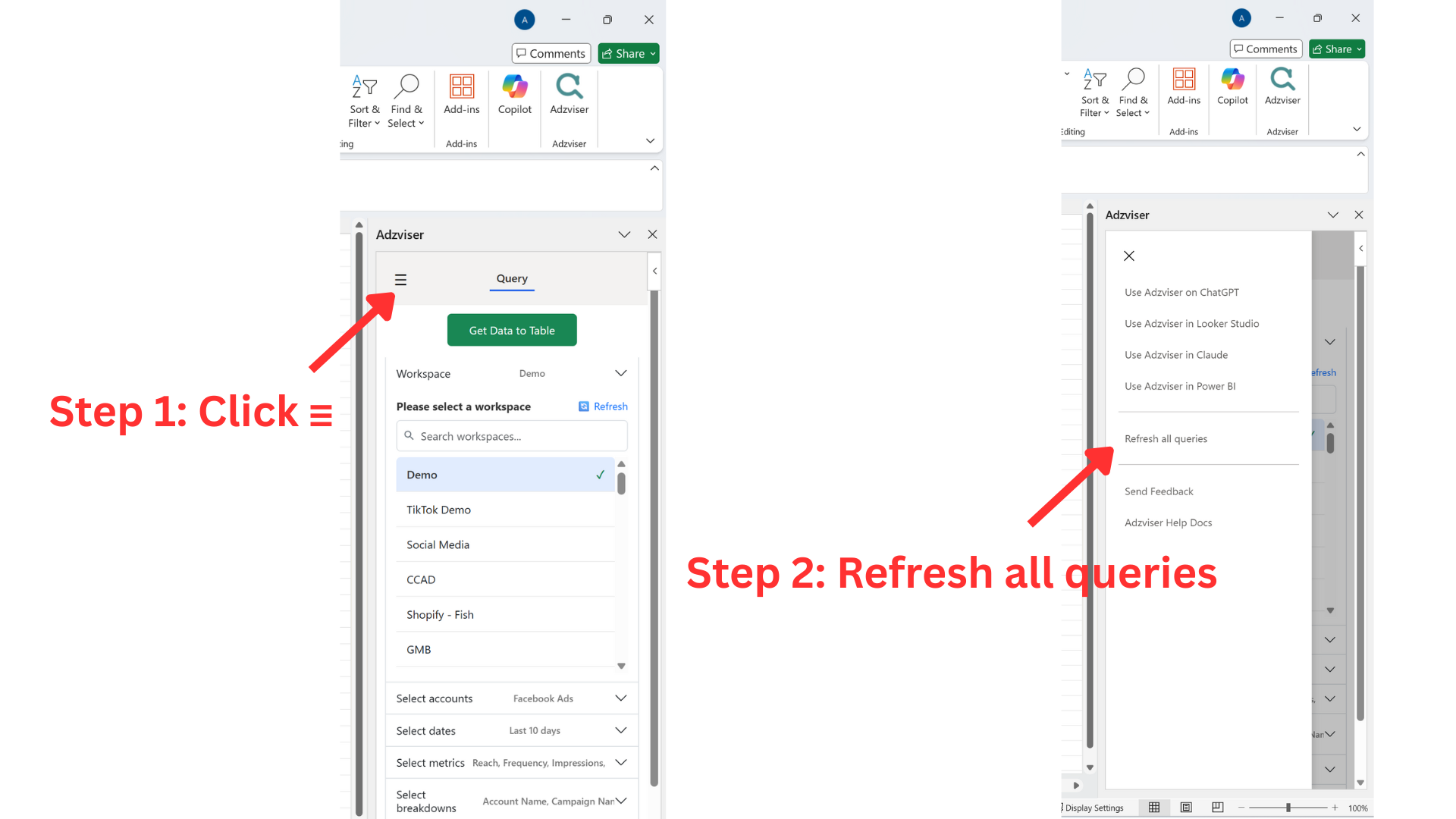 Manually refresh data in Excel