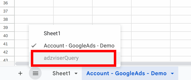 Hidden AdzviserQuery Sheet Image