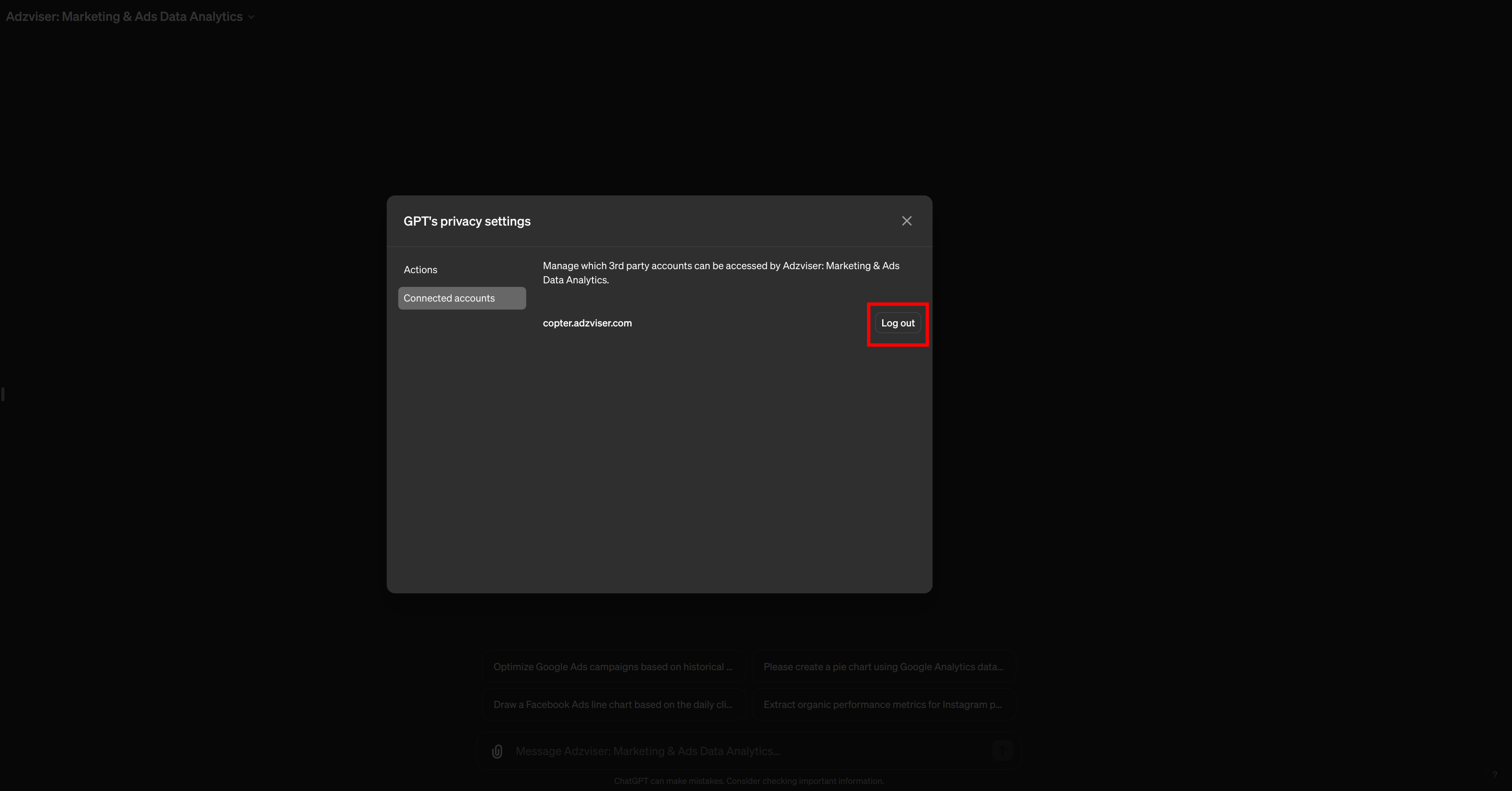 Adzviser GPT Log Out Image