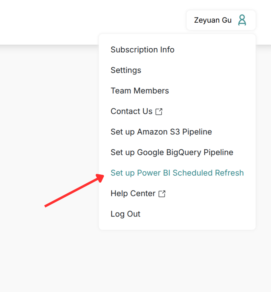 Click Set up Power BI Scheduled Refresh in Adzviser