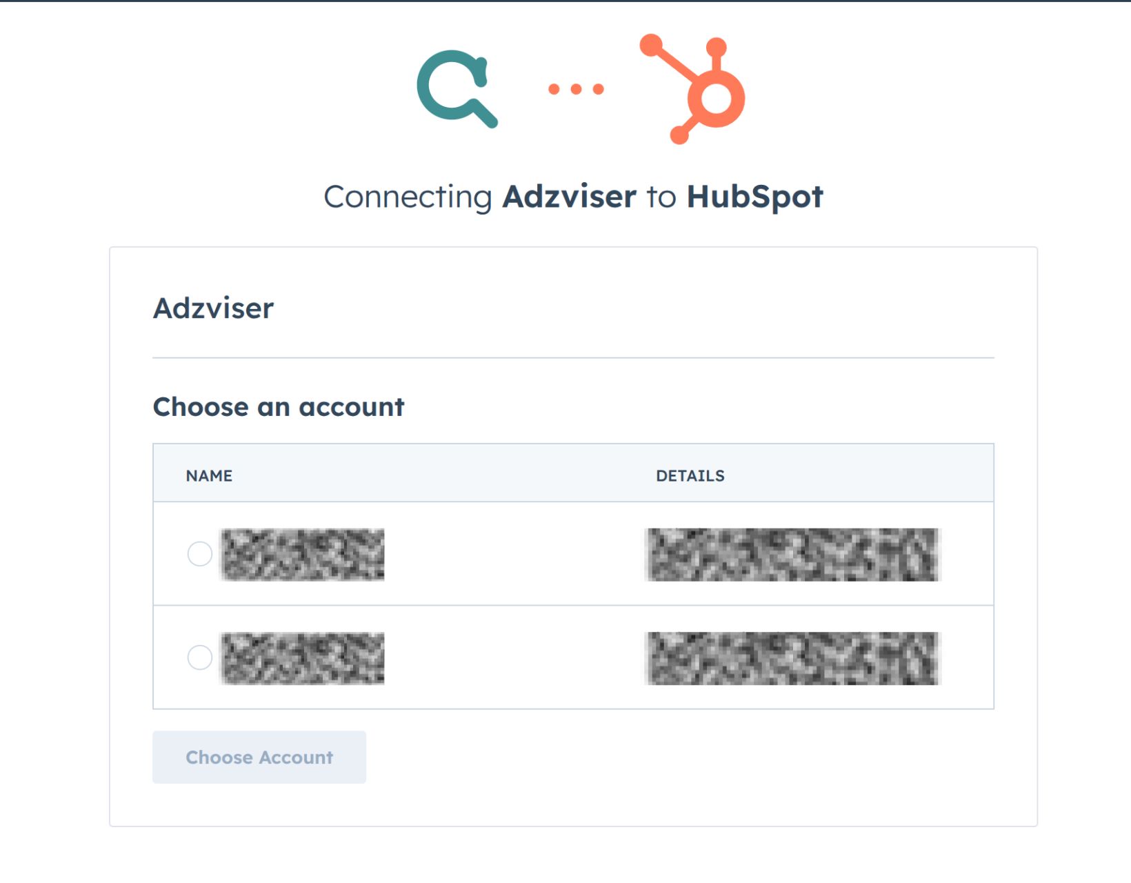 Select HubSpot Account Image