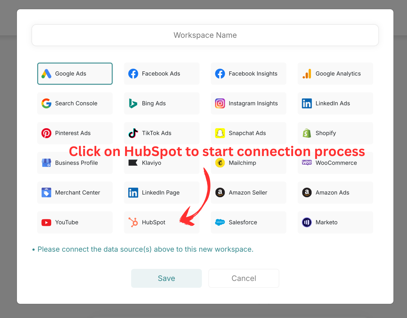 Start HubSpot Connection Image