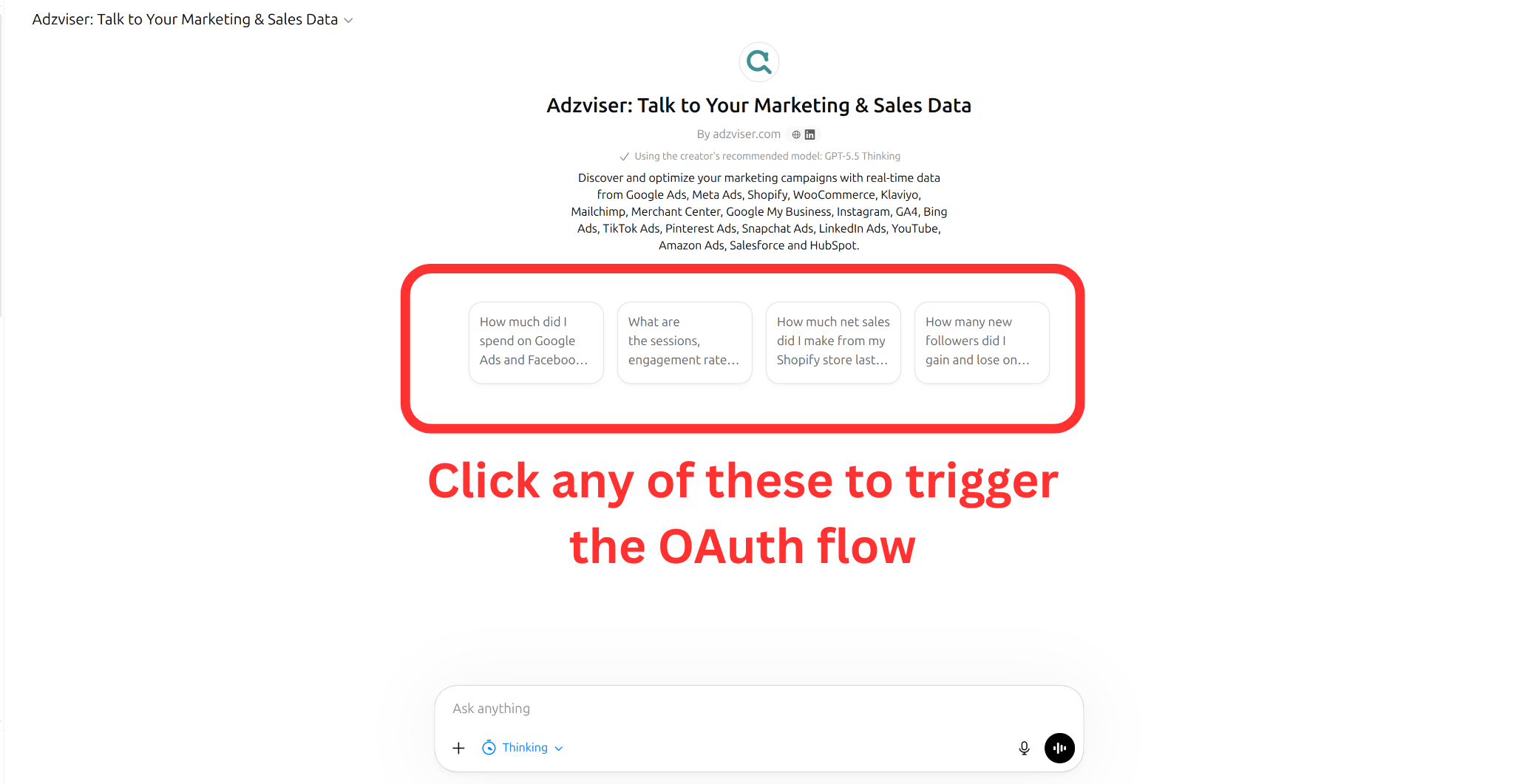 Trigger OAuth Flow From GPT Image