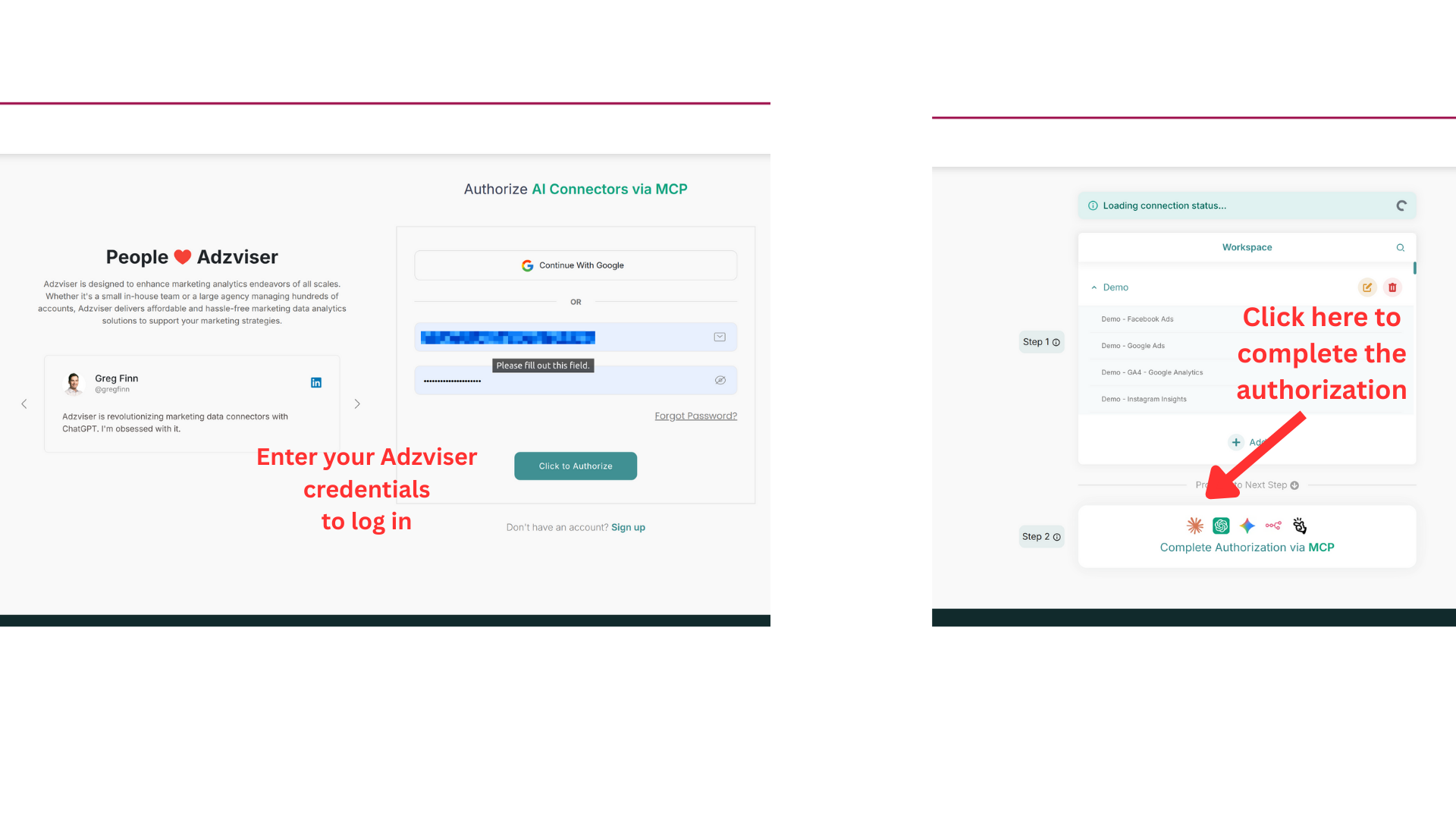 Complete MCP authentication