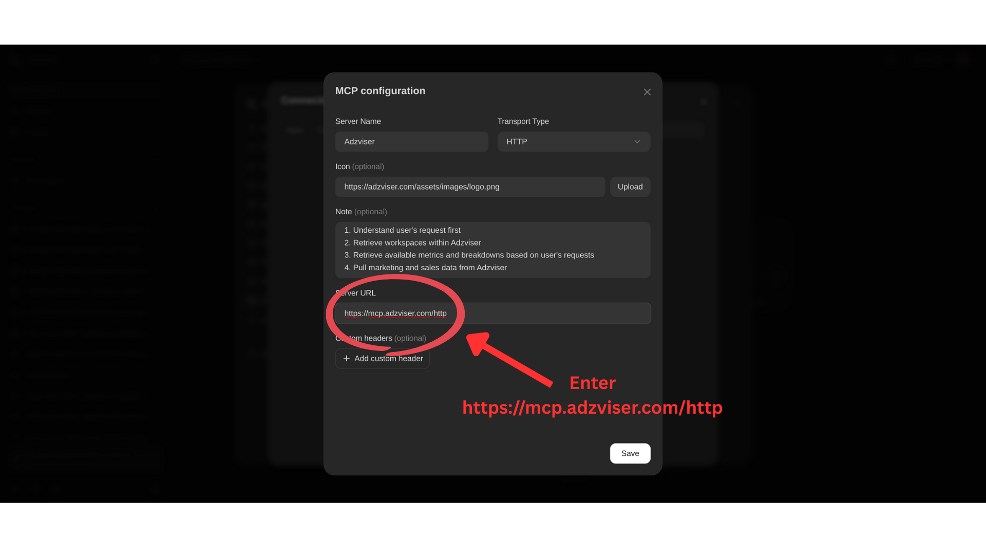 Configure your Adzviser MCP settings