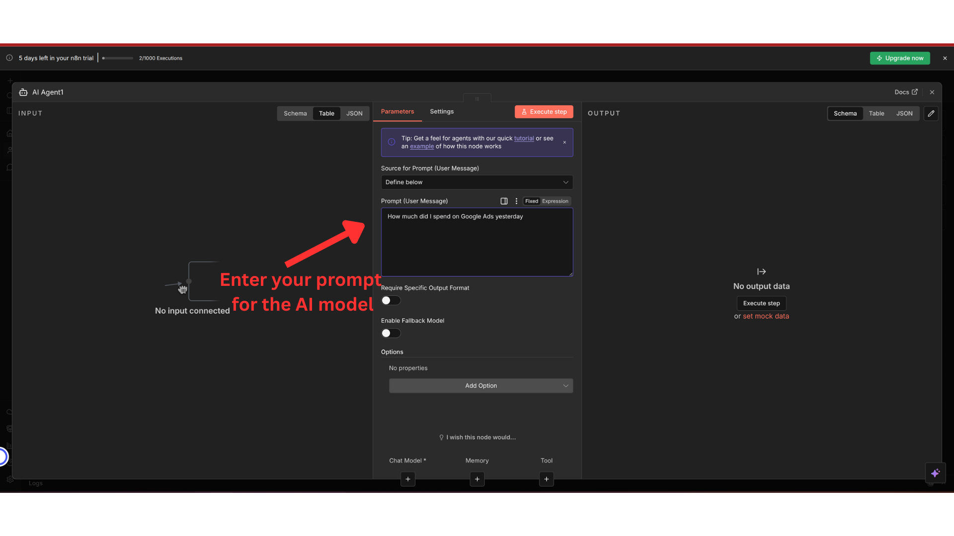 Enter your AI Agent prompt