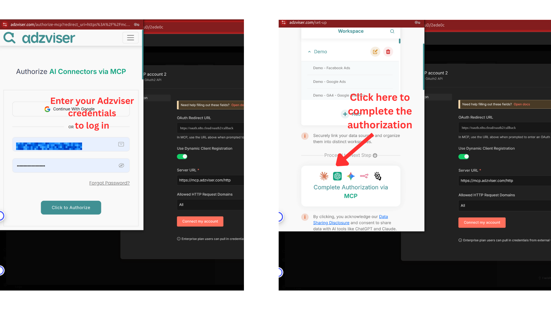 Complete MCP authentication