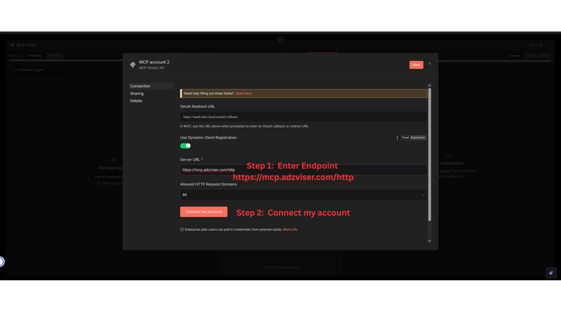 Configure MCP connection settings